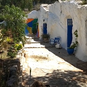 Skyline van Benidorm bij zonsondergang