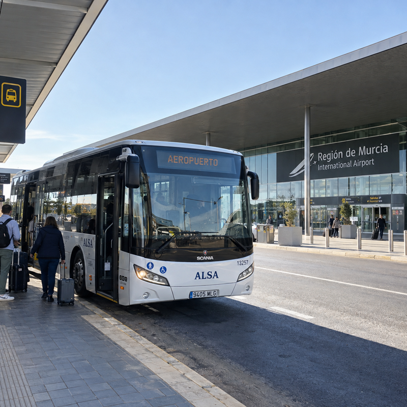 Busverbinding naar Región de Murcia International Airport bij Corvera