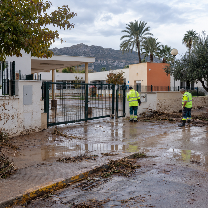 Afbeelding bij de schoolsluitingen door wateroverlast in Els Poblets en El Verger