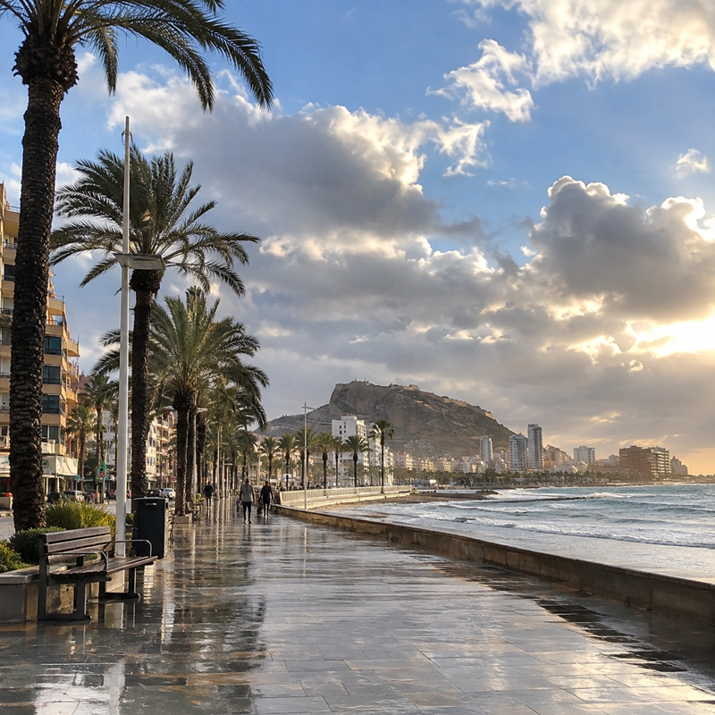 Zon breekt door na zware regen in de provincie Alicante