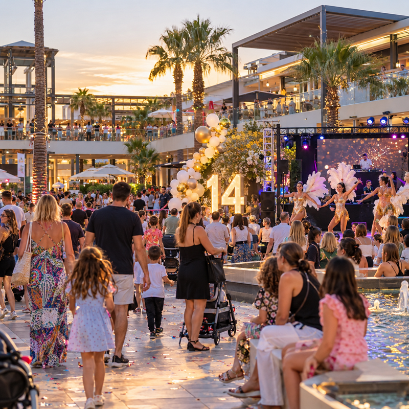 Feest voor de veertiende verjaardag van Zenia Boulevard in La Zenia