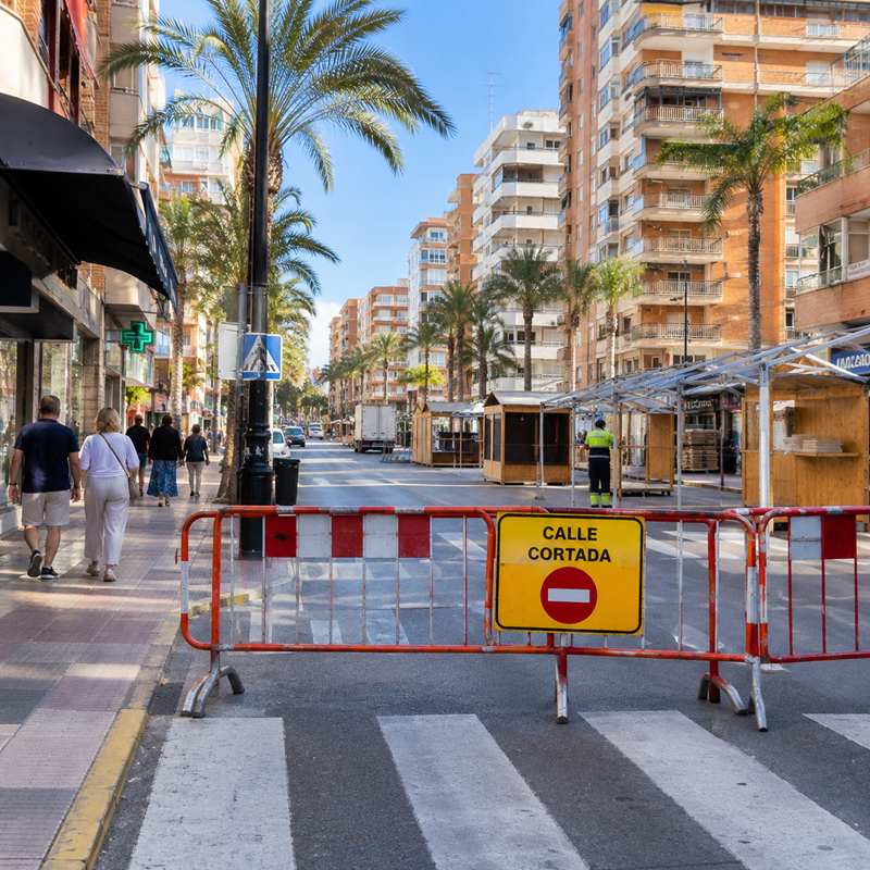 Wegafsluiting in Benidorm vanwege de voorbereidingen voor de Festes Majors Patronals