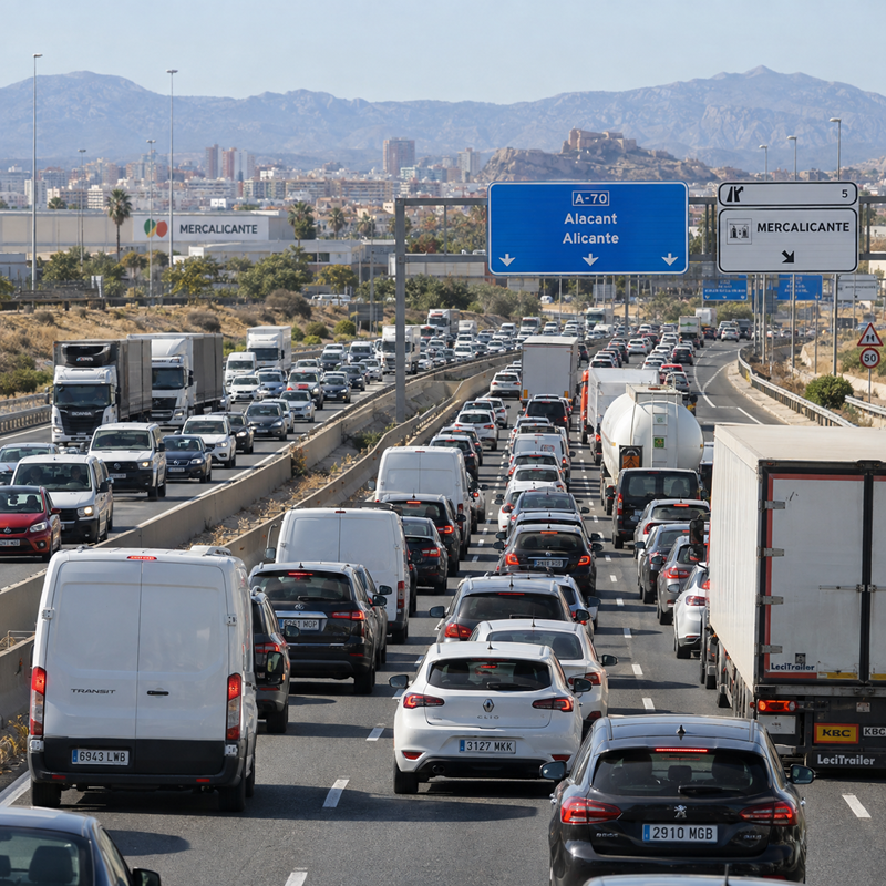 Verkeersfile op de A-70 bij Alicante