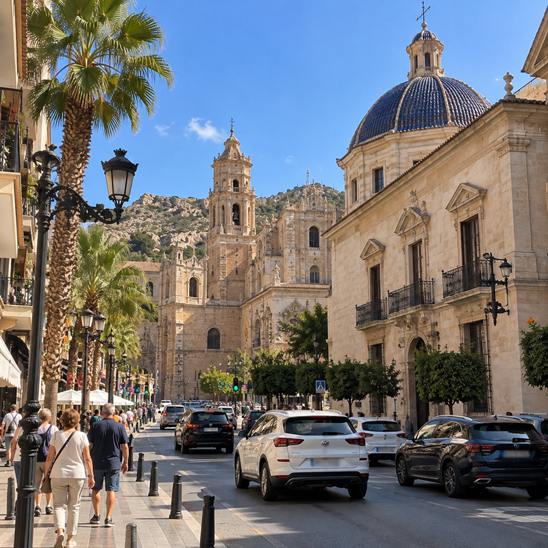 Verkeer in Orihuela in verband met plannen voor een lage-emissiezone