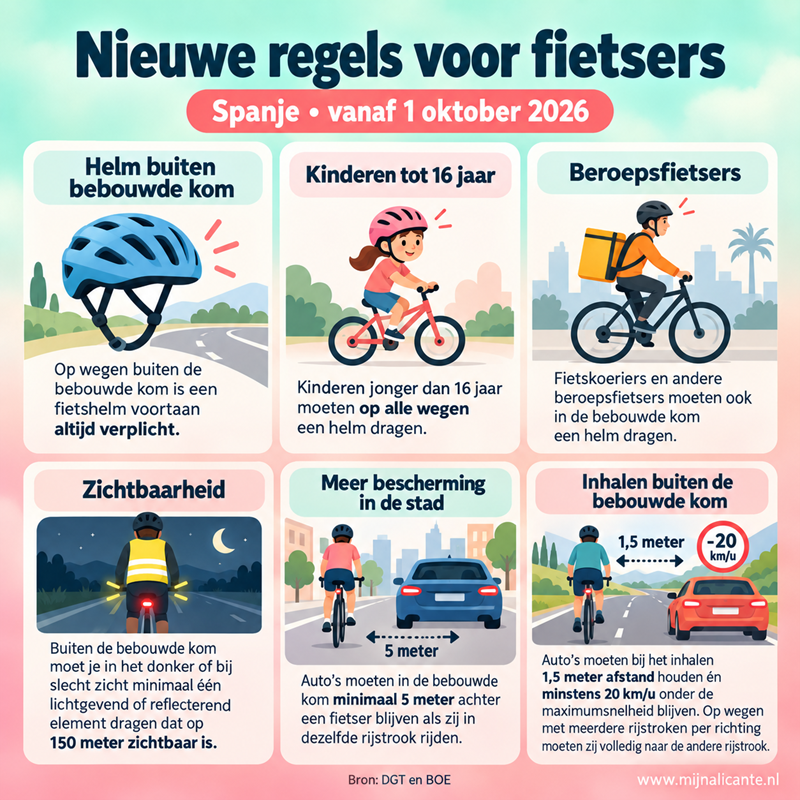 Nieuwe Spaanse verkeersregels voor het inhalen van fietsers